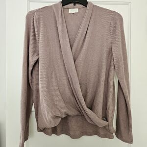 Melloday Dusty Pink Faux-wrap Sweater